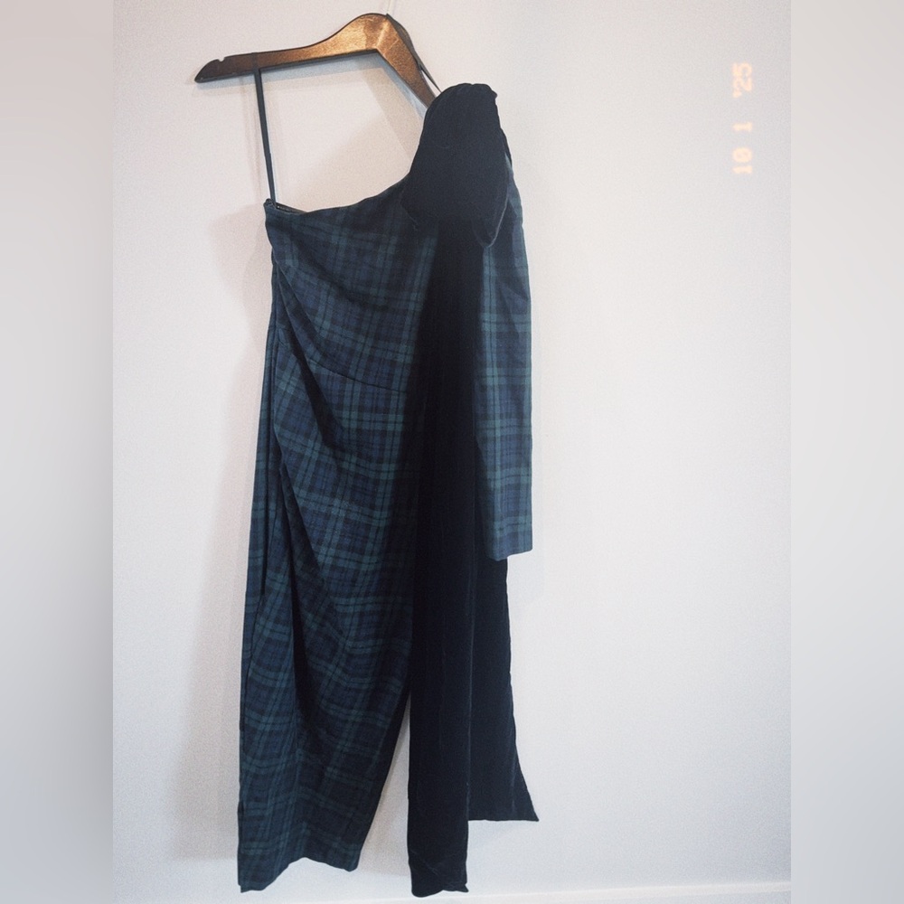 Tartan Plaid One-Shoulder  Dress
